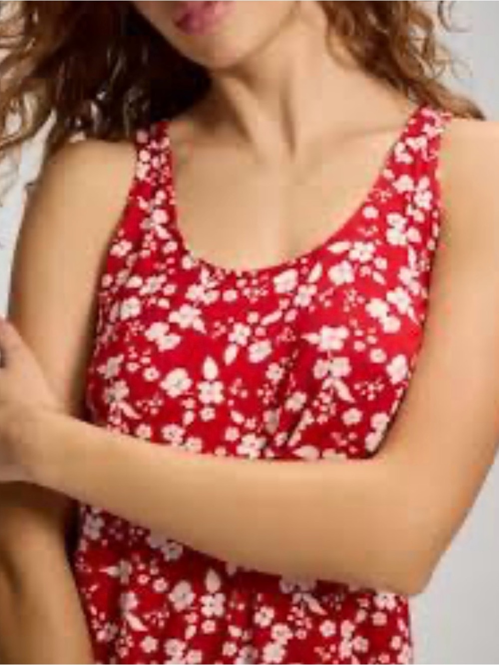 Maeve Red and White Floral Scoop Neck Tank